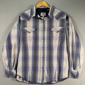 Roper Pearl Snap Top Women 1X Blue Plaid Stripe Comfort Western Cowgirl Workwear
